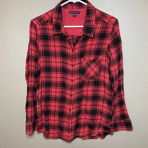 American Eagle Red & Black Plaid Shirt